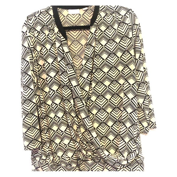 Faux wrap shirt with tan and black pattern - Picture 1 of 1